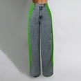 thumbnail image 2 of Wangmeiwg Women’s Jeans With Patchwork Stripes High Waist Loose Denim Color Block Jean Straight Wide Leg Pants Womens Pants Casual with Pockets, 2 of 5