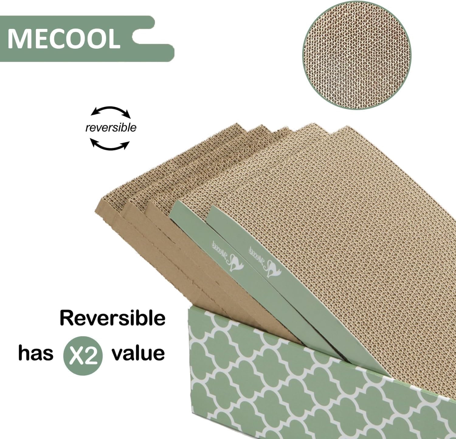 THBN Cat Scratcher Cardboard Scratching Pads Scratch with Catnip 2PCS Reversible Corrugated Cardboard
