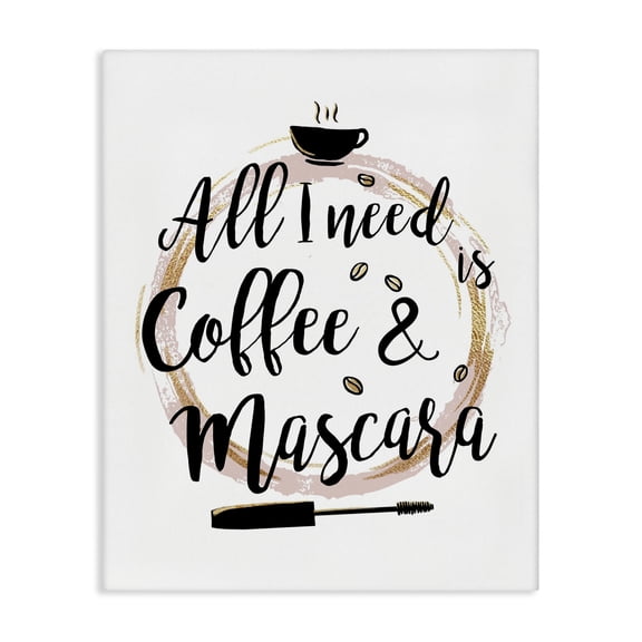 Stupell Industries Contemporary Coffee & Mascara Fashion Word Design Canvas Art, 16 x 20, by Ziwei Li