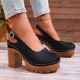 thumbnail image 6 of HomeDM Womens Platform Block Heels Sandals Slingback Closed Toe Dress Pumps Shoes for Summer Party Wedding, Black Size 5.5, 6 of 10