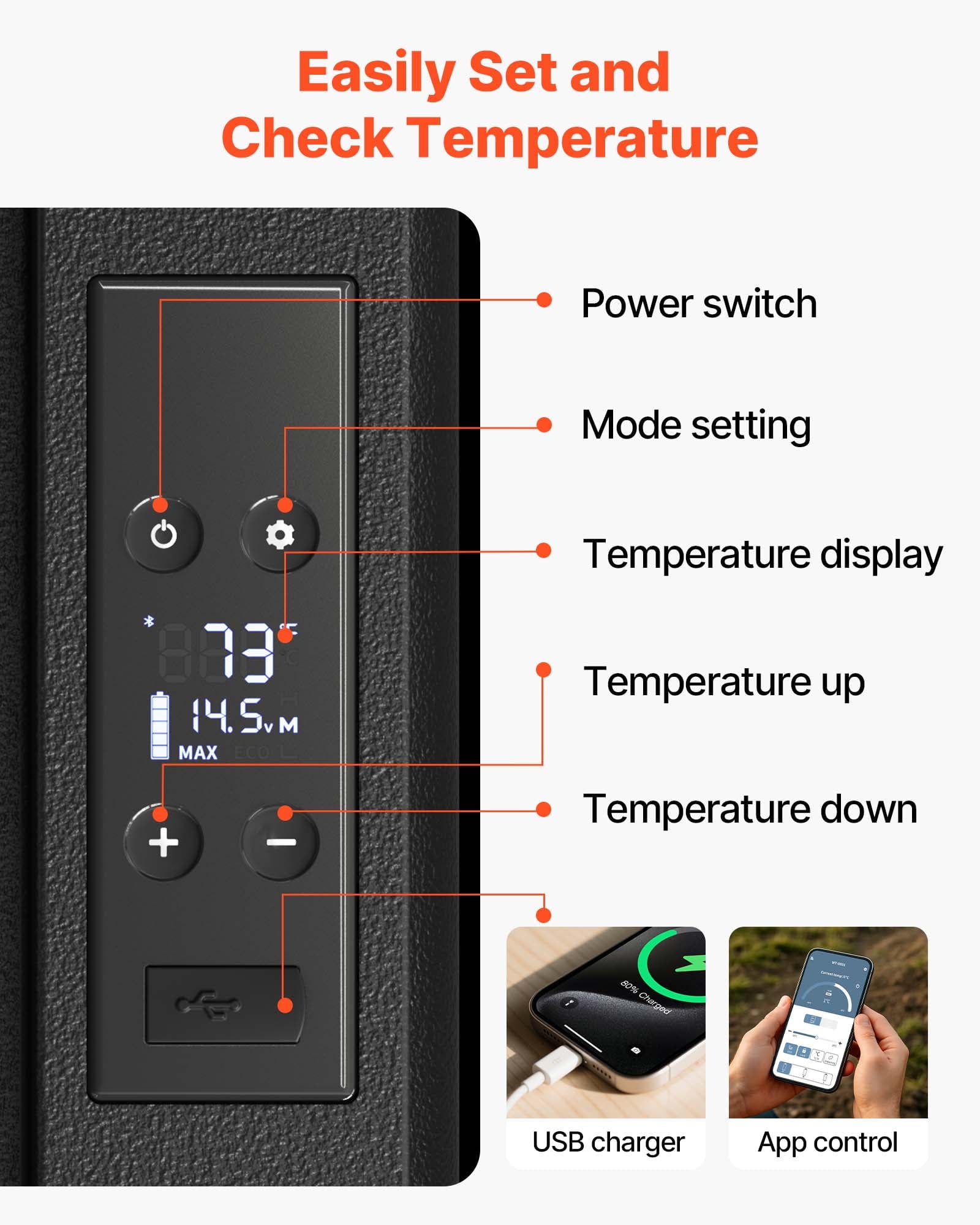 VEVOR 10Qt Portable Car Refrigerator with Accessories Included, 12/24V DC & 110-240V AC, 45 W