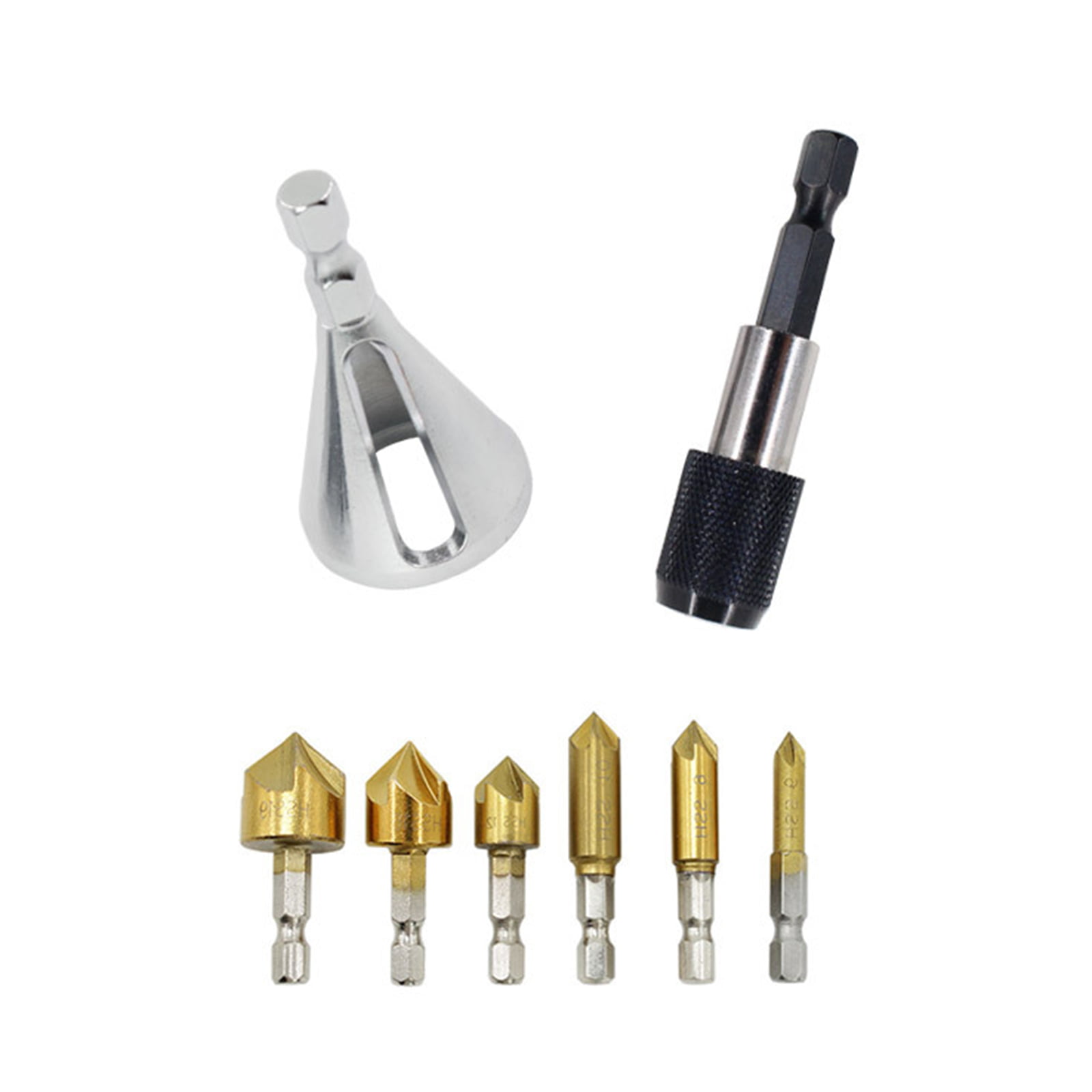 6pcs Countersink Drill Bit 90 Degree Center Punch Tool Sets For Wood Quick Change Bit 4 piece Deburring Metal Wood Drill Bit set Deburring External Chamfer Tool Stainless Steel Remove Burr Tools 