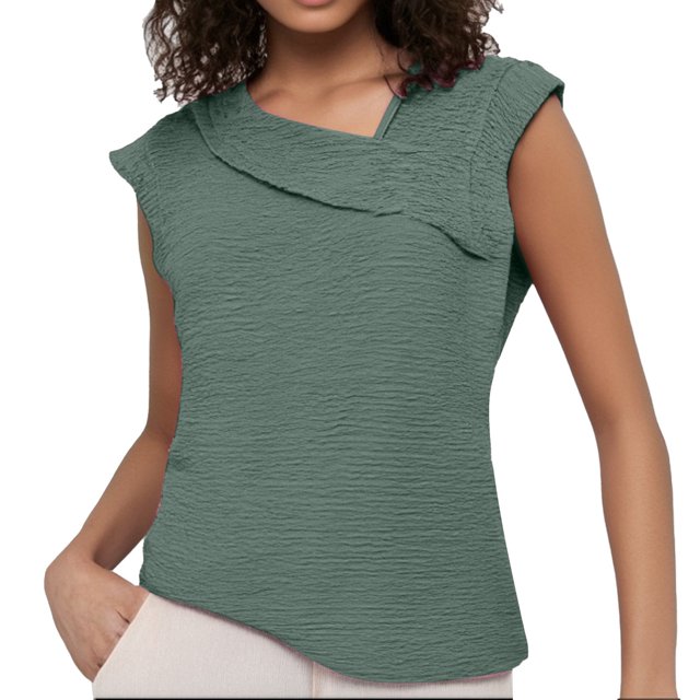 Hauts pour Femmes Élégants Décontractés Manches Courtes Asymétriques Col en V Chemises de Travail Blouses