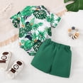 thumbnail image 3 of LAPAKIDS Baby Boys Summer Beach Clothes Casual Outfits 12-18 Months Leave Short Sleeve Romper Shirt Top + Solid Short, 3 of 7