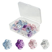 30 Pcs Flower Push Pins Cute Rose Decorative Push Pin for Cork Board Clear Blue Floral Thumb Tacks for Wall Bulletin Board Travel Map or Photo Floret Tacks Home Office Supplies Accessories