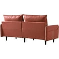 thumbnail image 4 of Loveseat Sofa, Mid-Century Love Seat with Solid Wood Frame & Leathaire, Small Couches for Small Spaces, Love Seats Furniture for Bedroom, Apartment, Living Room, Office, 2 Pillows Include, Orange, 4 of 8