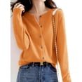 thumbnail image 5 of Womens Long Sleeve Button Up Knit Cardigan Light-Bodied 2026 Crewneck Button Down Sweaters for Women Turmeric M, 5 of 8