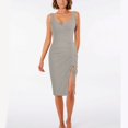 thumbnail image 3 of Gibobby Vestido sexy para mujer verano casual cuello redondo botón roscado vestido ajustado inferior cordón vestido(Gris,CH), 3 of 5