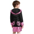 thumbnail image 2 of Haitryli Kids Boys Boxer Themed Outfit Boxing Training Outfit Satin Metallic Hooded Boxing Robes Cloak with Belt Black Pink 12, 2 of 6