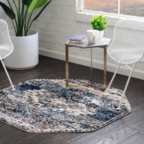 Unique Loom Tucson Collection Area Rug - Tubac (4' Octagon Blue/Black)