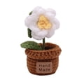thumbnail image 2 of Artificial Crochet Flower Pot, Handmade Knitted Mini Potted Plant, Faux Floral Desk Decor, Soft Yarn Arrangement for Home Office Shelf Tabletop Accent Gift Idea, 2 of 6