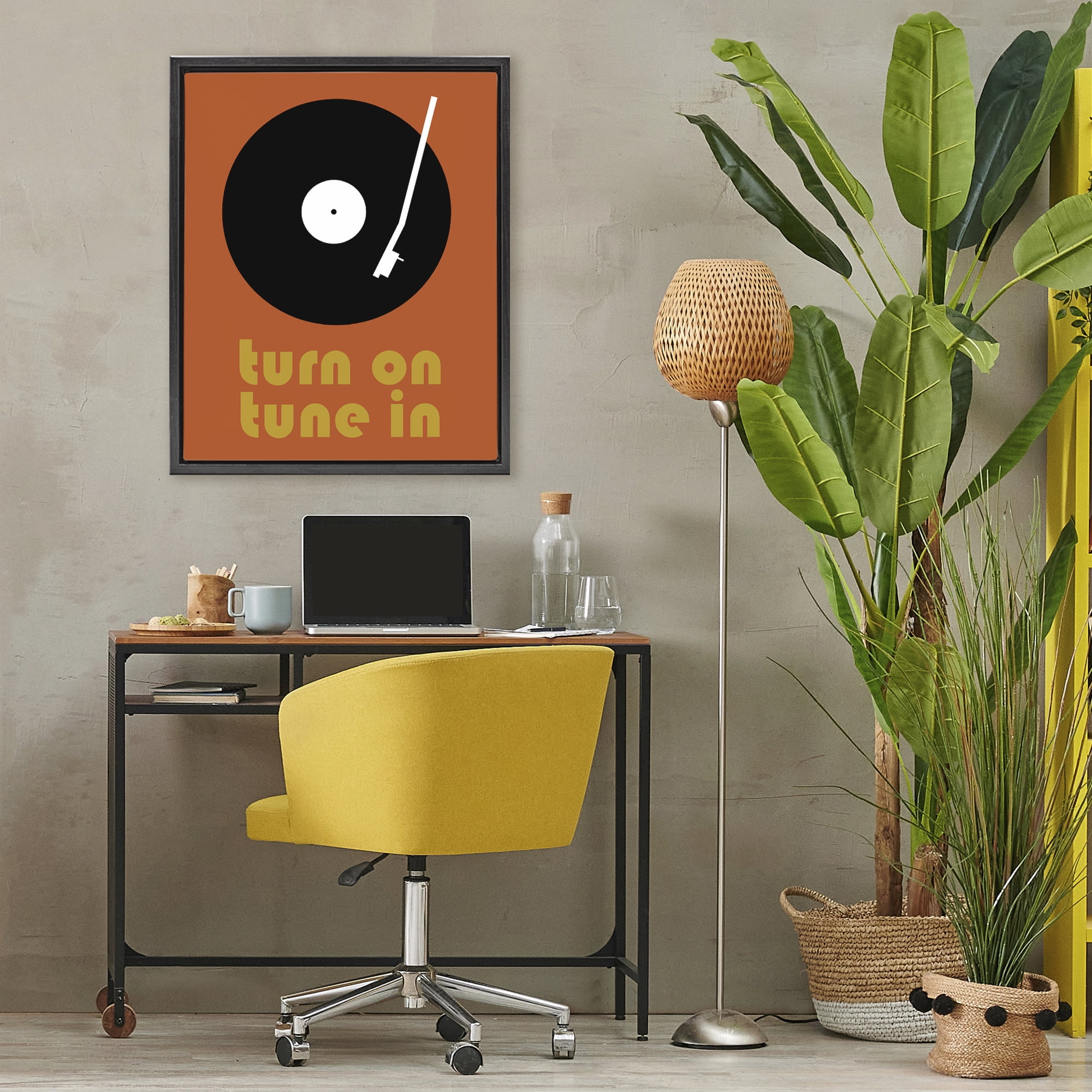 Stupell Industries Turn On Tune In Black Framed Floater Canvas Wall Art, design by Tom Quartermaine