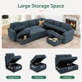 thumbnail image 3 of Marrber U-Shaped Sectional Sofa with Pull Out Bed and Storage, Modern Convertible Sleeper Sectional for Living Room, Apartment, Includes 2 Chaise Lounges, Pet Friendly Corduroy Fabric, Blue, 3 of 8
