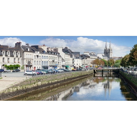 Cathedrale St-Corentin reflecting in the river Odet Quimper Finistere Brittany France Canvas Art - Panoramic Images (27 x 9)