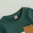 thumbnail image 4 of Okbabeha Fall Winter Toddler Baby Boy Clothes Color Block Crewneck Sweatshirt Jogger Pants Sweatsuit Waffle Outfits Set, 4 of 7