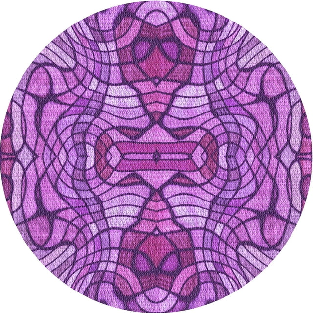 Ahgly Company Machine Washable Indoor Round Transitional Heliotrope Purple Area Rugs, 3' Round