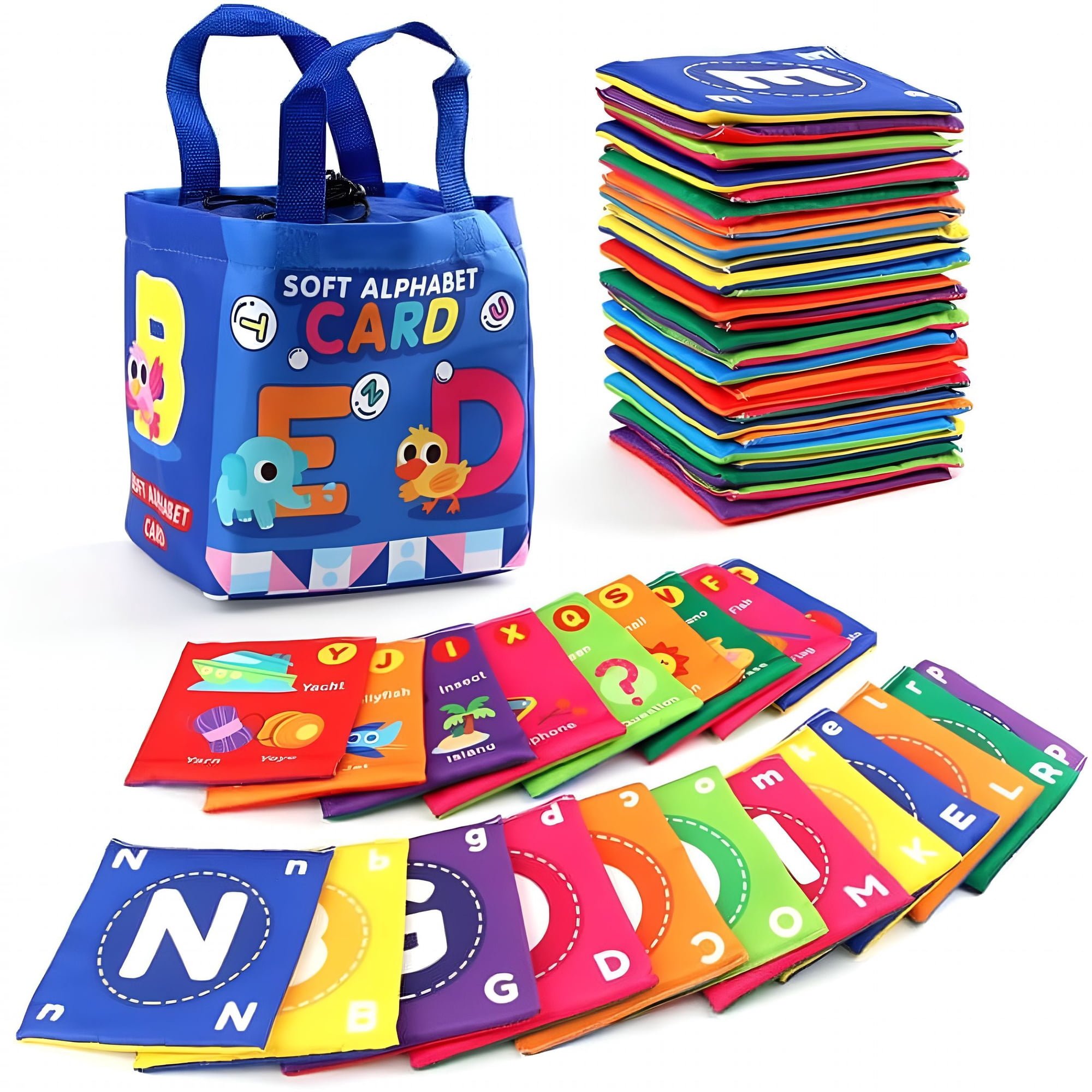 BESTSKY 2026 New Early Childhood Enlightenment Book Soft Alphabet Cards Toys Washable Soft Letter Educational Toys Learning Flash Abc Number Cards for Babies Infants Toddlers