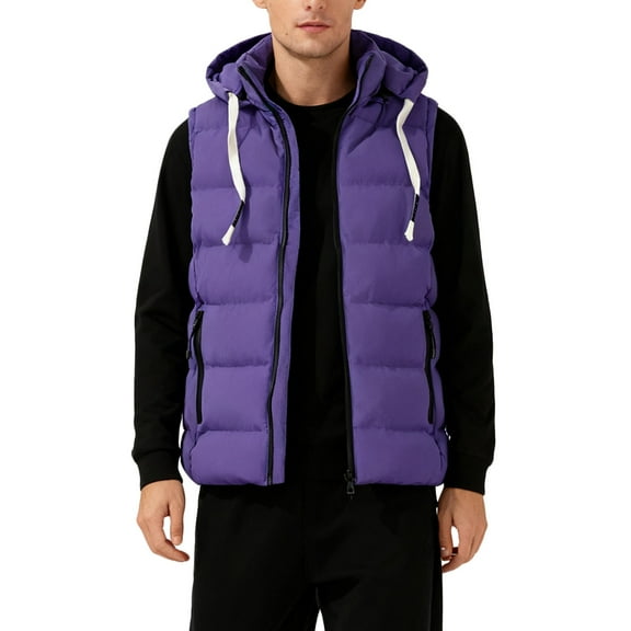 uublik Light Puffer Vest Men Warm Quilted Sleeveless Outerwear for Work Casual Travel Purple