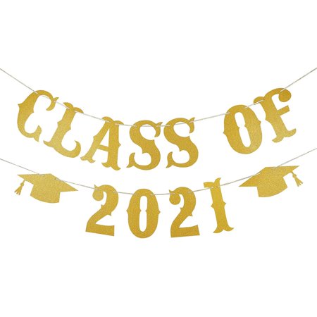 Class Of 2021 Banner Gold Glitter- Graduation Decorations 2021 Gold ...