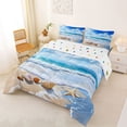 thumbnail image 2 of jejeloiu Beach Ocean Wave Full Size Comforter Sets,Seashell Print Bedding Comforter Set For Boys,Blue White,Polkadot Reversible,3 Pieces,1 Comforter and 2 Pillowcases, 2 of 7