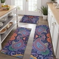 thumbnail image 2 of Multicolor Ethnic Paisley Pattern Kitchen Rugs Sets Of 3,Kitchen Runner Rugs Non Skid Washable,Decorative Kitchen Floor Mats for Kitchen,Sink,Laundry,17"x30"+ 17"x47" + 17"x59", 2 of 6