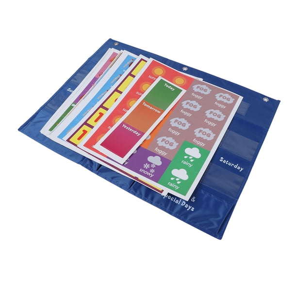 Calendario Semanal Para El Hogar En El Aula, Tabla De Bolsillo Para Primaria, Fácil De Colgar, 98 Tarjetas Precortadas Con Bolsillo Para El Clima Para Estudiantes Para Enseñar