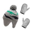 thumbnail image 1 of Minnieouse Sombrero Guantes Kit Diseño de orejeras Manoplas de punto para niños con patrones de dinosaurios Animal Accesorios de invierno Regalo de Año Sombreros verde azulado gris S 1-2 ans Minnieouse AP009413-22B, 1 of 6