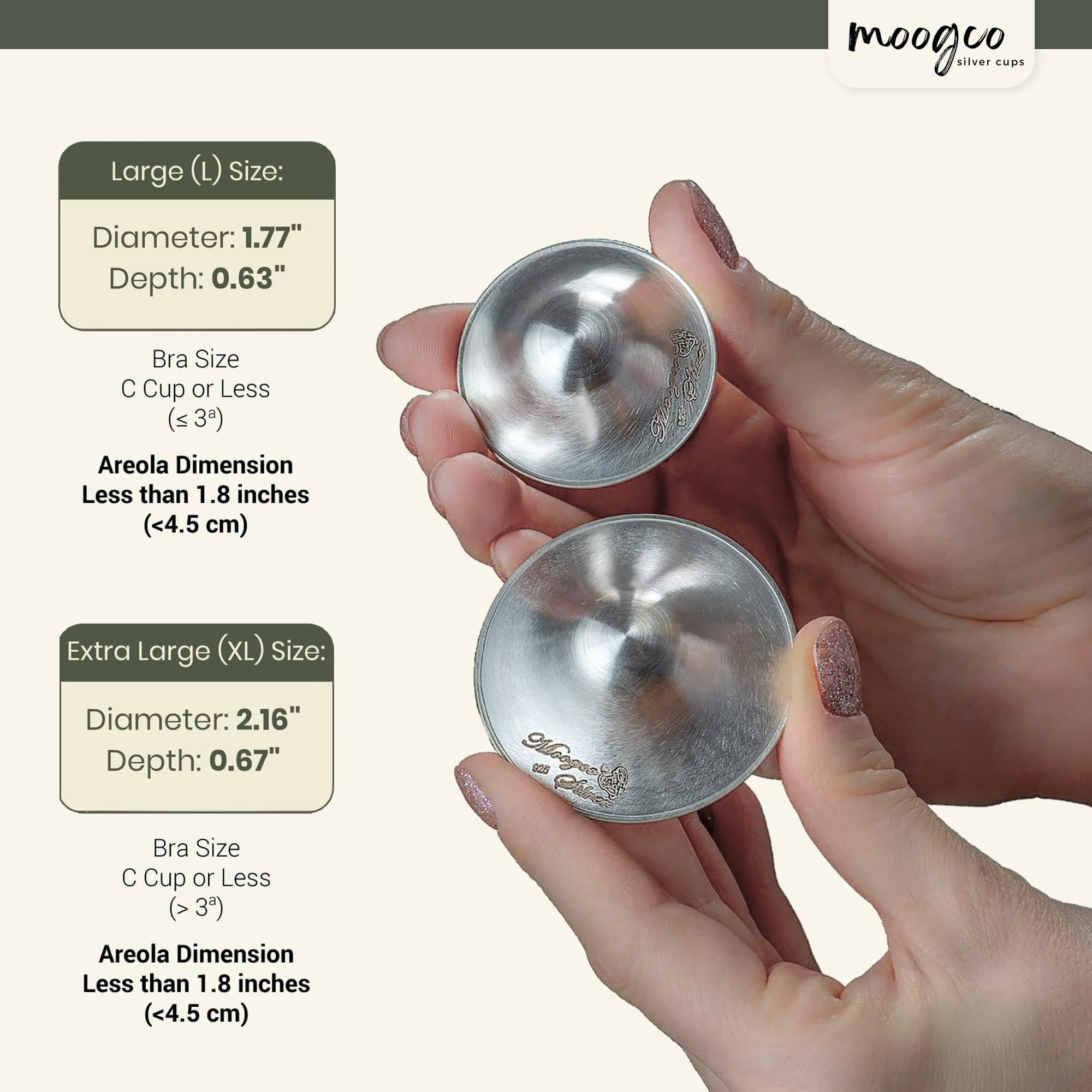 MoogCo Nipple Shields for Nursing Newborn, Newborn Essentials Must Haves, Soothe and Protect Your Nursing Nipples, The Original Silver Nursing Cups , 925 Silver
