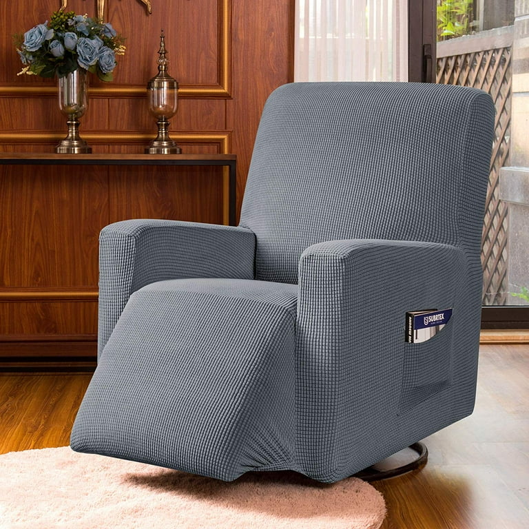 Subrtex Stretch 1 Piece Textured Grid Recliner Slipcover Light Gray Walmart