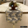 thumbnail image 2 of The HomeCentric Decorative Black & Gold 6 Seater Table Runner (14 x 60 inch), Leaf Pattern, Gold Glitter, Metallic Gold & Tassels, Cotton fabric Table Linen, Floral Pattern Modern Style - Panra, 2 of 10