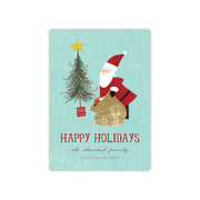 Personalized Holiday Card - Whimsical Santa - 5 x 7 Flat