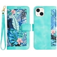 thumbnail image 3 of Designed for iPhone 14 Wallet Case Cute for Women, Premium PU Leather Flip Kickstand Cover with Card Holder [Long Crossbody Strap + Short Wrist Lanyard] Magnetic Closure Phone Case,Green, 3 of 10
