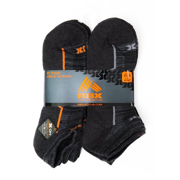 RBX RBX Active Mens 6Pack 1/2 Terry Quarter Crew Socks Black123 10