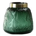 thumbnail image 1 of Florero de cristal con patrón de hojas verdes vintage, ideal for fiestas, bodas, vestíbulos y salas de estar, 1 of 6
