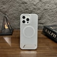 thumbnail image 2 of Luxury Cooling Case For iPhone 16 Pro Alloy Kickstand Wireless Charging Compatible with Mag-Safe Magnetic Heat Dissipation Shockproof Cover , Silver, 2 of 7