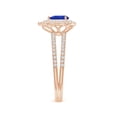 thumbnail image 3 of ANGARA Natural Split Shank Pear Tanzanite and Diamond Double Halo Ring in 14K Rose Gold for Women (Size-6x4mm) | December Birthstone, Anniversary, Jewelry Gift for Women | Natural Tanzanite Ring, 3 of 8
