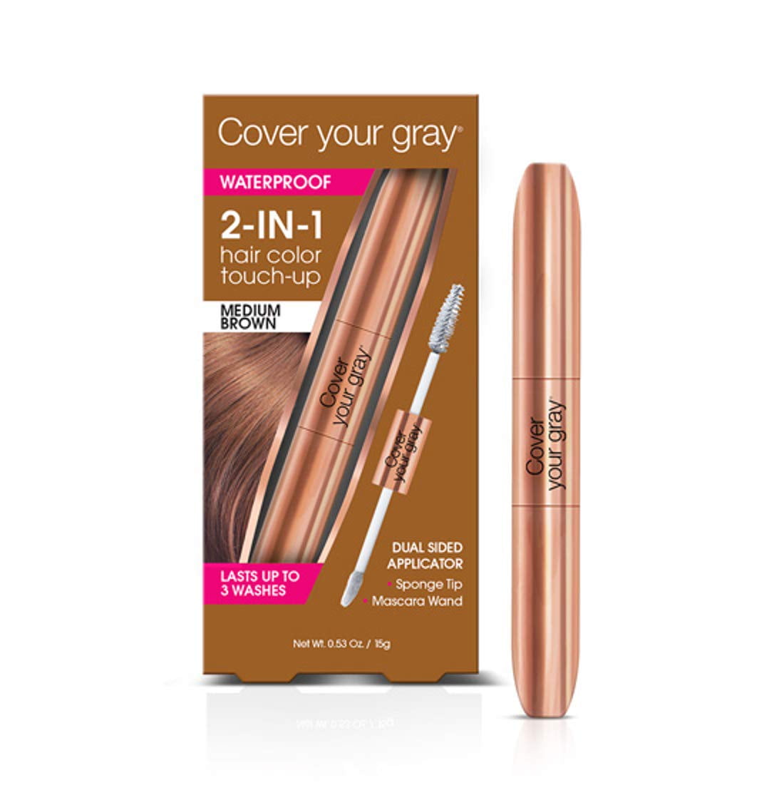 Cover Your Gray Waterproof 2in1 Rose Gold Hair Color Touchup Medium Brown 3 Pack Walmart Com Walmart Com