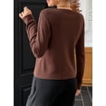 thumbnail image 6 of Women'S Vacation Button Cardigan Long Sleeve Knit Top Business Casual Round Neck Slim Fit Jacket Shirt Brown S, 6 of 7