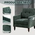 thumbnail image 4 of Armchair, Midcentury Modern Chair with USB and Side Storage, Comfy Upholstered Chairs for Living Room Bedroom Apartment, Oversized Chenille Accent Chair, Dark Dark Green, 4 of 7