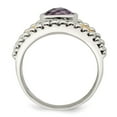thumbnail image 2 of Shey Couture Sterling Silver with 14K Accent Antiqued Checkerboard-cut Cushion Bezel Amethyst Ring, 2 of 6