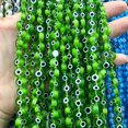 thumbnail image 2 of Cuentas de vidrio redondas planas de ojo de diablo, cuentas sueltas, accesorios de joyería semiacabados, 2 of 6