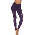 thumbnail image 1 of Womens High Waist Yoga Pants Cutout Ripped Tummy Control Workout Running Yoga Skinny Leggings, 1 of 6