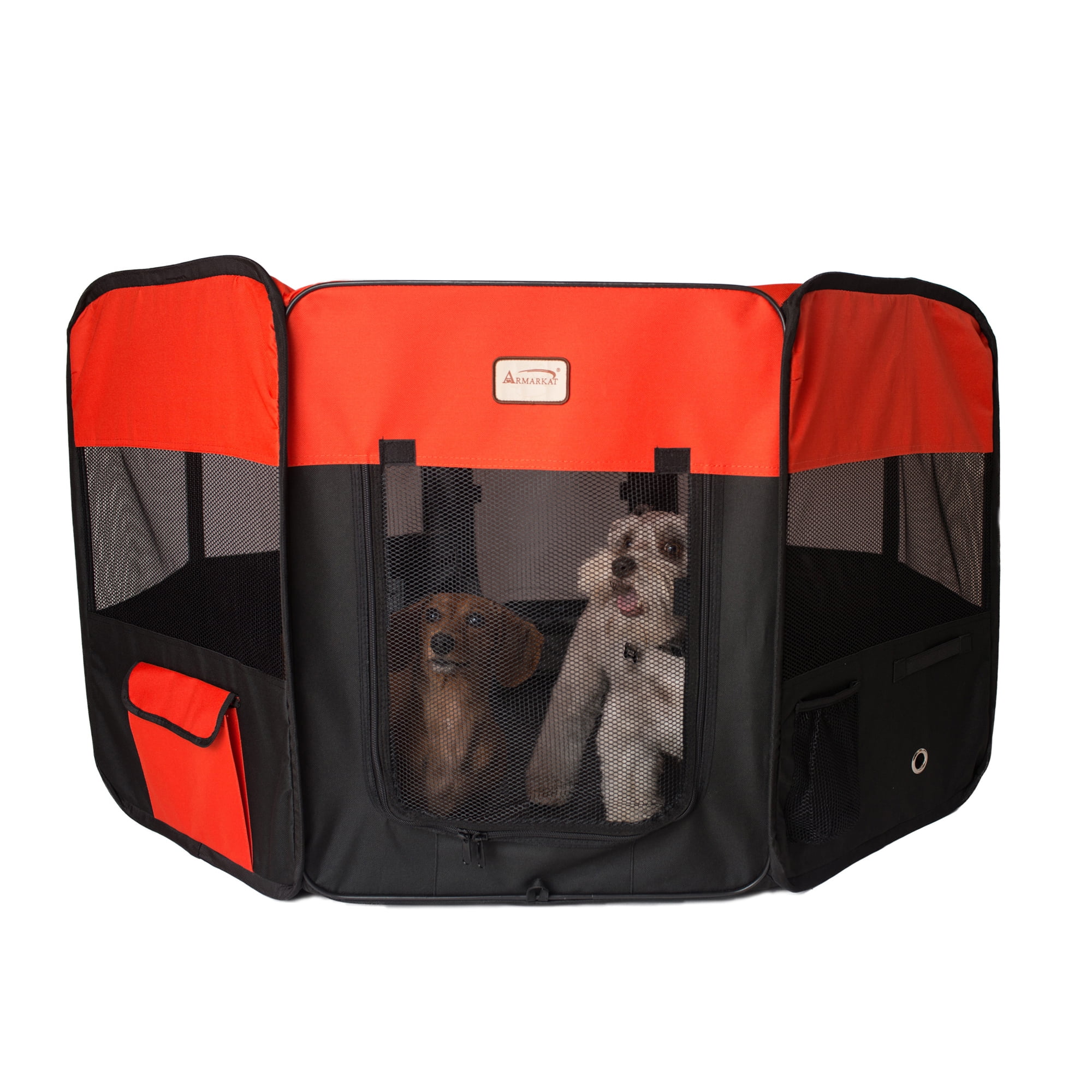 Armarkat Model PP002R-XL Portable Pet Playpen in Black and Red Combo