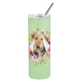 thumbnail image 3 of Airedale Terrier Green Flowers Double Walled Stainless Steel 20 oz Skinny Tumbler, 3 of 4