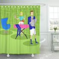 thumbnail image 1 of ABPHQTO Green Mid Retro Cartoon Couple at Yellow Century Modern Cortina de ducha 150x180 cm, 1 of 1