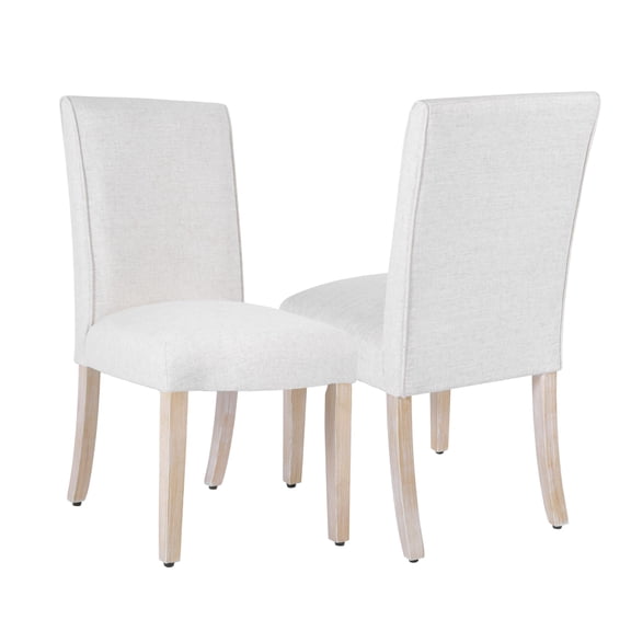 Homepop Scalloped Detail Dining Chair|Upholstered Parsons Dining Chairs |Decorative Home Furniture, Cream Textured Woven (Set of 2)