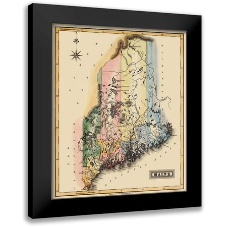 Lucas 12x14 Black Modern Framed Museum Art Print Titled - Maine - Lucas 1823