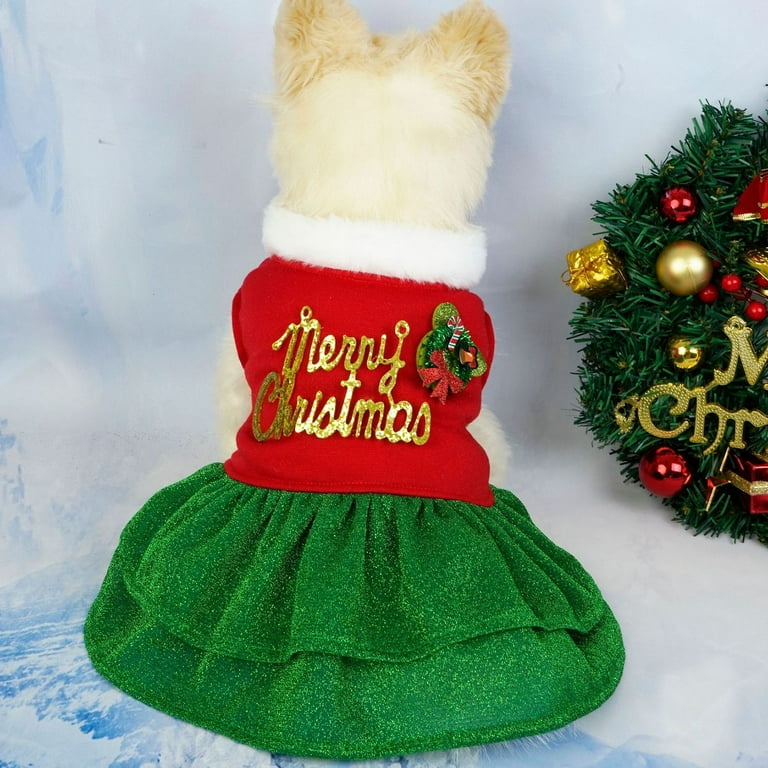 small dog holiday dresses Santa Christmas Dog Party Dresses | Poshdoglife.com main image 0