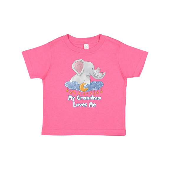 Inktastic My Grandma Loves Me Cute Elephants Clouds Moon and Stars Boys or Girls Baby T-Shirt