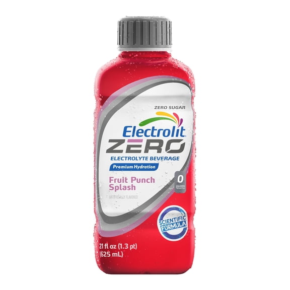 Electrolit Zero Electrolyte Hydration Beverage, Fruit Punch Splash, 21 fl oz Bottle